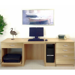 R White Cabinets 4 Drawer Set-16 Computer Desk with Printer Shelf Light Brown - Size: 72.8 x 197.9 x 54cm - Wilko - thumbnail 5