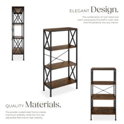 tectake Barry 4 Shelf Industrial Dark Wood Standing Shelving Unit - Brown - Wilko - thumbnail 5