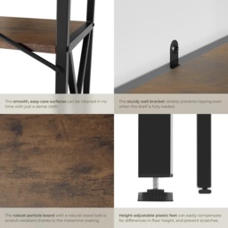 tectake Barry 4 Shelf Industrial Dark Wood Standing Shelving Unit - Brown - Wilko - thumbnail 6