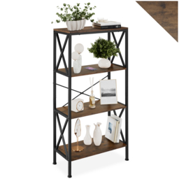 tectake Barry 4 Shelf Industrial Dark Wood Standing Shelving Unit - Brown - Wilko - thumbnail 3