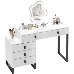 Portland 5 Drawer White Dressing Table with LED Leaf Shape Mirror - Size: 126 x 40 x 120cm - Wilko - thumbnail 3