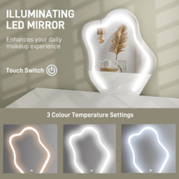 Portland 5 Drawer White Dressing Table with LED Leaf Shape Mirror - Size: 126 x 40 x 120cm - Wilko - thumbnail 5