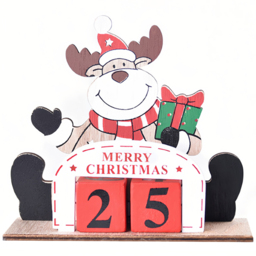 Jaoyeh Reindeer Wooden Christmas Advent Calendar - Size: 13.5 x 15 x 5.2cm - Yellow - Wilko