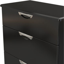 Crowndale Camden 3 Drawer Black Gloss and Black Deep Chest of Drawers Ready Assembled - Black Gloss & Black - Wilko - thumbnail 6
