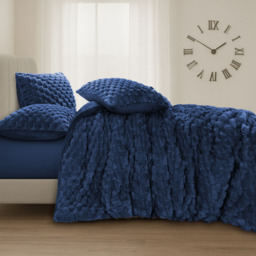 Velosso Double Navy Chunky Popcorn Duvet Set - Wilko - thumbnail 3