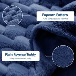 Velosso Double Navy Chunky Popcorn Duvet Set - Wilko - thumbnail 4