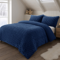 Velosso Double Navy Chunky Popcorn Duvet Set - Wilko