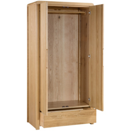 Julian Bowen Curve 2 Door Single Drawer Oak Wardrobe - Size: 2 Door, Single Drawer - Wood - Wilko - thumbnail 5