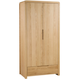 Julian Bowen Curve 2 Door Single Drawer Oak Wardrobe - Size: 2 Door, Single Drawer - Wood - Wilko - thumbnail 3