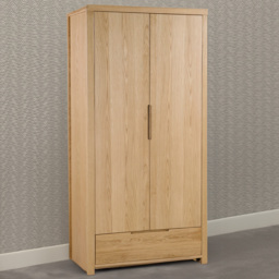 Julian Bowen Curve 2 Door Single Drawer Oak Wardrobe - Size: 2 Door, Single Drawer - Wood - Wilko - thumbnail 1