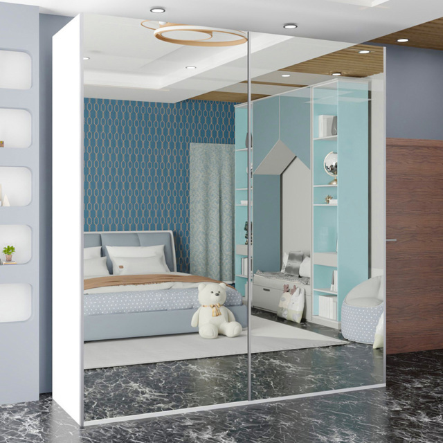 Sliding Wardrobes 4U Etna 2 Door White Full Mirrored Wardrobe 150cm - Wilko - image 1