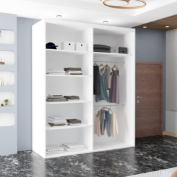Sliding Wardrobes 4U Etna 2 Door White Full Mirrored Wardrobe 150cm - Wilko - thumbnail 3