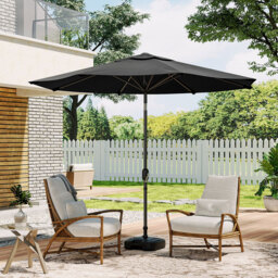 Living and Home Black Round Crank Tilt Parasol with Plastic Fillable Base 3m - Wilko - thumbnail 7