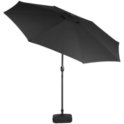 Living and Home Black Round Crank Tilt Parasol with Plastic Fillable Base 3m - Wilko - thumbnail 6