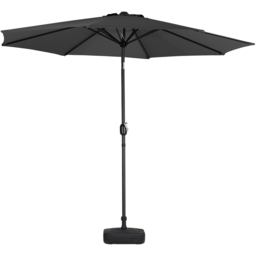 Living and Home Black Round Crank Tilt Parasol with Plastic Fillable Base 3m - Wilko