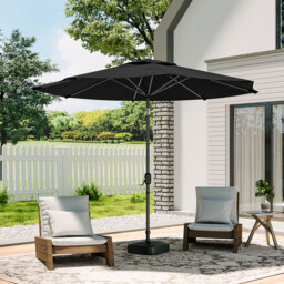 Living and Home Black Round Crank Tilt Parasol with Plastic Fillable Base 3m - Wilko - thumbnail 3