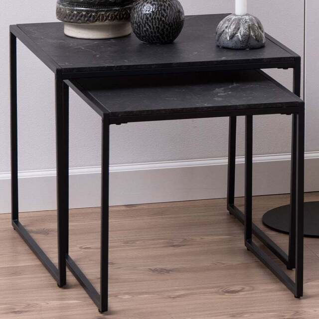 Florence Infinity Black Matt Nest of Tables Set of 2 - Furniture To Go - Wilko - image 1