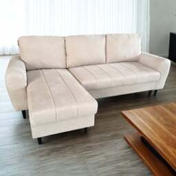 DS Living Sienna 3 Seater Beige Fabric Right Hand Chaise Sofa Bed - Wilko
