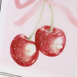 Jewelled Bow Cherries Framed Print - Pink and Red - Wilko - thumbnail 2