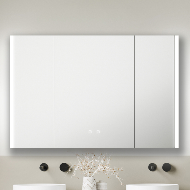 Sorrelis Boreal 3 Door Tunable LED Mirror Cabinet 70 x 105cm - Size: 105 x 70 x 13cm - Black - Wilko - image 1