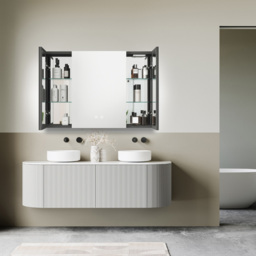 Sorrelis Boreal 3 Door Tunable LED Mirror Cabinet 70 x 105cm - Size: 105 x 70 x 13cm - Black - Wilko - thumbnail 6