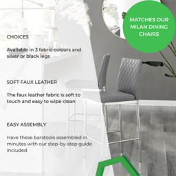 Furniturebox Valera Grey and Black Faux Leather Bar Stool Set of 2 - Wilko - thumbnail 7