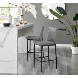 Furniturebox Valera Grey and Black Faux Leather Bar Stool Set of 2 - Wilko - thumbnail 3