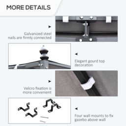 Outsunny 3 x 3m Grey Awning Gazebo Pergola - Wilko - thumbnail 7