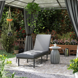 Outsunny Grey Cushion Rattan Adjustable Back Folding Sun Lounger - Size: 30 x 60 x 198cm - Wilko - thumbnail 5