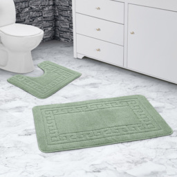 Velosso Greek Key Sage Bath Mat Set - Green - Wilko - thumbnail 3