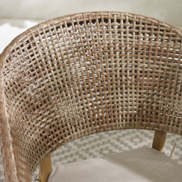 Furniturebox Metz Set of 2 Cream Wood and Wicker Outdoor Dining Chairs with Cushion - Brown - Wilko - thumbnail 7