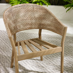 Furniturebox Metz Set of 2 Cream Wood and Wicker Outdoor Dining Chairs with Cushion - Brown - Wilko - thumbnail 3