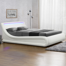 Home Detail Galaxy Double White Faux Leather Ottoman Bed Frame - Wilko