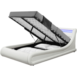 Home Detail Galaxy Double White Faux Leather Ottoman Bed Frame - Wilko - thumbnail 3
