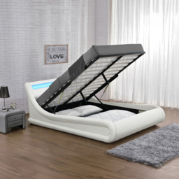 Home Detail Galaxy Double White Faux Leather Ottoman Bed Frame - Wilko - thumbnail 5