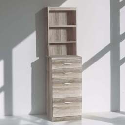 R White Cabinets 4 Drawer 3 Shelf Grey Filing Cabinet with Hutch - Wilko - thumbnail 1