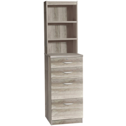 R White Cabinets 4 Drawer 3 Shelf Grey Filing Cabinet with Hutch - Wilko - thumbnail 3