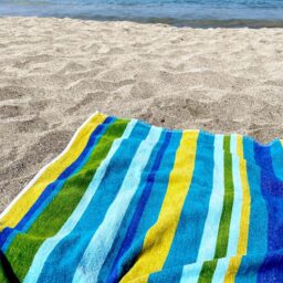 Allure Bath Fashions Velour Supersoft Blue Stripe Beach Towel - Size: 70 x 140cm - Wilko - thumbnail 3