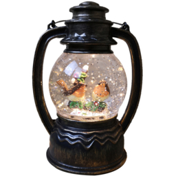 Samuel Alexander Robin Scene LED Christmas Water Spinner Antique Lantern 20cm - Size: 20 x 15 x 15cm - Multi - Wilko - thumbnail 1