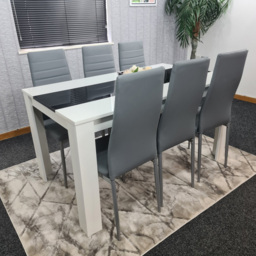 Kosy Koala 6 Seater Faux Leather Dining Set Black White and Grey - White Black - Portland - Wilko - thumbnail 4