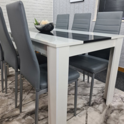 Kosy Koala 6 Seater Faux Leather Dining Set Black White and Grey - White Black - Portland - Wilko - thumbnail 6