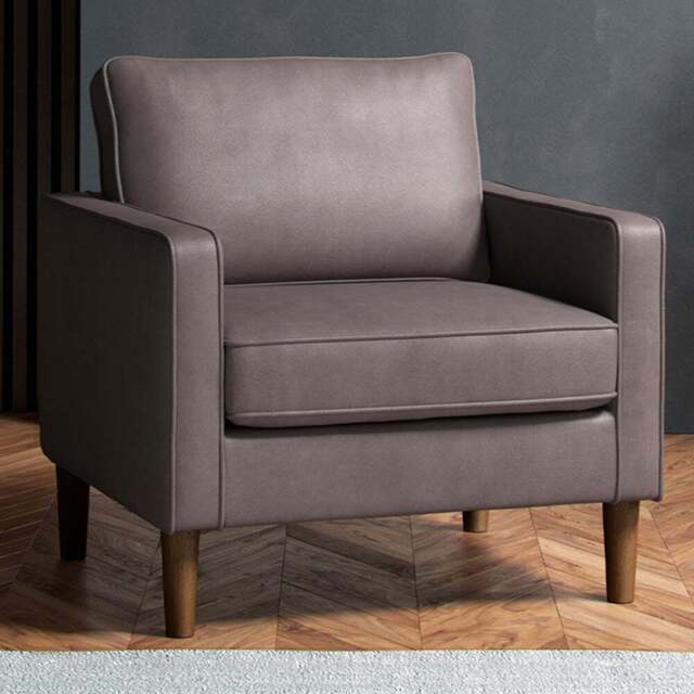 Bexhill Grey Faux Leather Armchair - Size: 82 x 65 x 75cm - Wilko - image 1