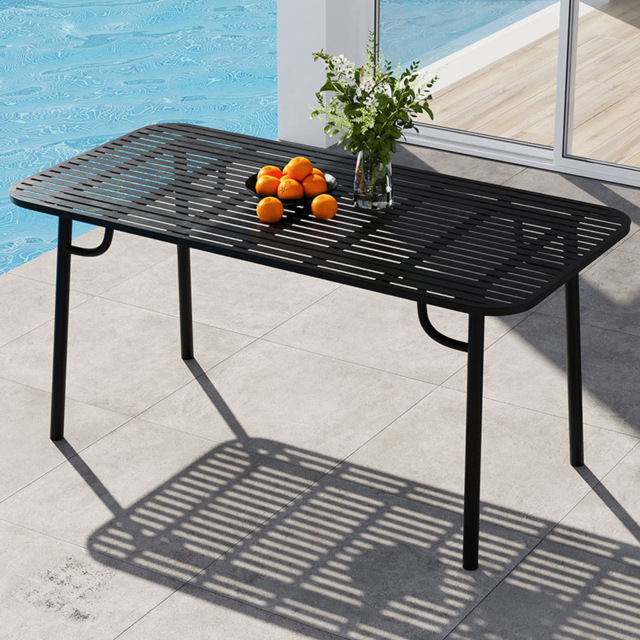 Living and Home Black Rectangular Outdoor Garden Metal Table - Size: 87 x 165 x 14.5cm - Wilko - image 1