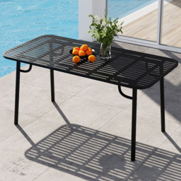 Living and Home Black Rectangular Outdoor Garden Metal Table - Size: 87 x 165 x 14.5cm - Wilko - thumbnail 1