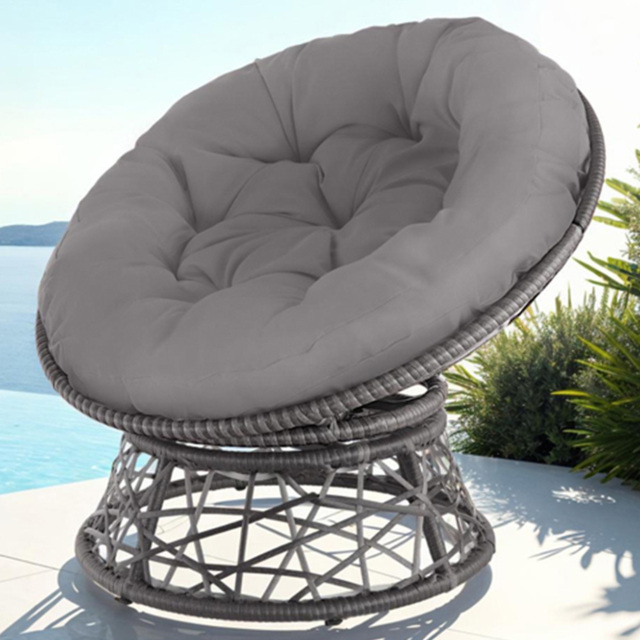 tectake Gargano Grey Polyrattan Rattan Rotatable Garden Chair with Round Cushion - Size: 80.5 x 80 x 92cm - Wilko - image 1