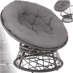 tectake Gargano Grey Polyrattan Rattan Rotatable Garden Chair with Round Cushion - Size: 80.5 x 80 x 92cm - Wilko - thumbnail 3