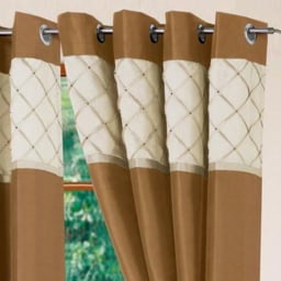 Intimates Natasha Latte and Cream Eyelet Curtains 229 x 183cm - Size: W 229 x D 183cm - Wilko - thumbnail 3