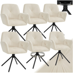 tectake Lenia Set of 6 Cream and Black Velvet Swivel Chair - Size: Single - Wilko - thumbnail 3