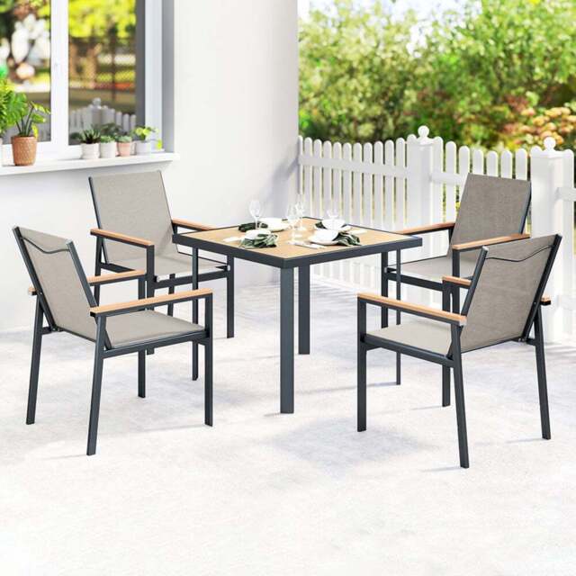 Outsunny 4 Seater Khaki Garden Dining Set - Wilko - image 1