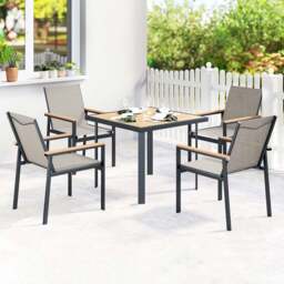 Outsunny 4 Seater Khaki Garden Dining Set - Wilko